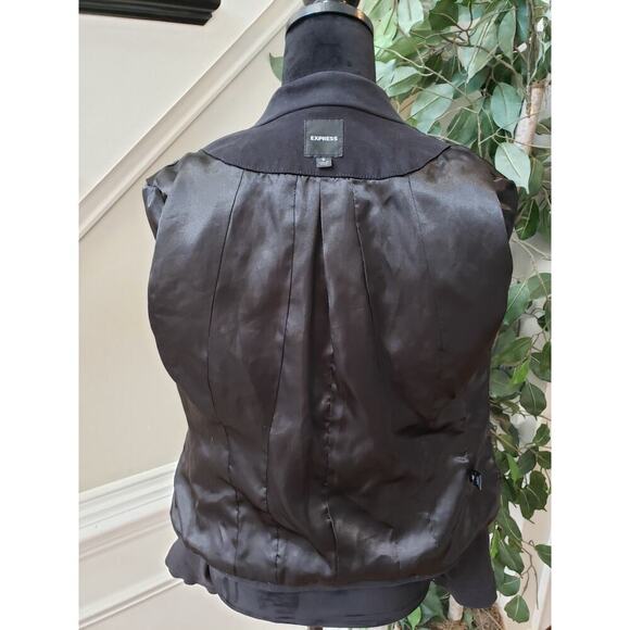 Express Suede Jacket Women Small Black Eyelet Embellished Long Sleeve Open Front - Picture 4 of 12